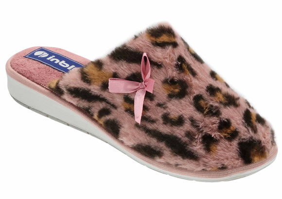 Dámské pantofle teplá domácí obuv s leopardím potiskem mašle