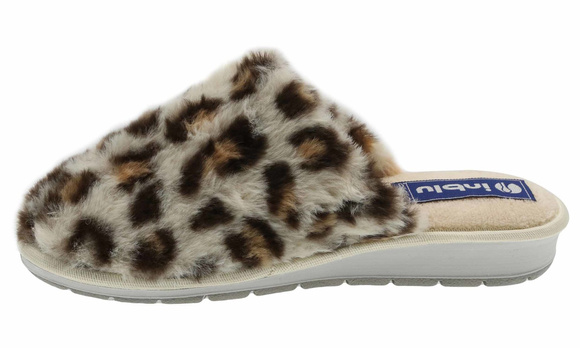 Dámské pantofle teplá domácí obuv s leopardím potiskem mašle