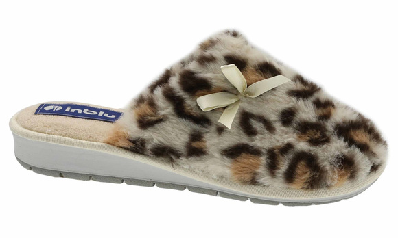 Dámské pantofle teplá domácí obuv s leopardím potiskem mašle