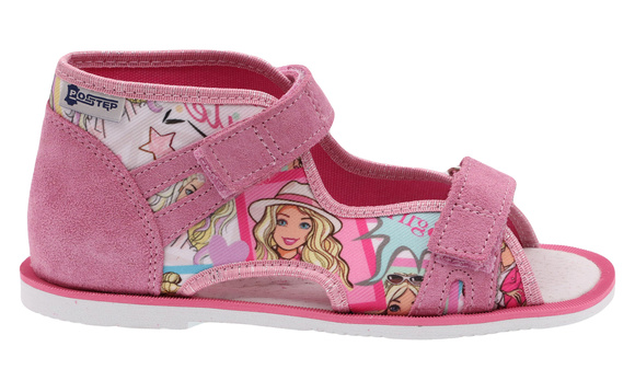 Dětské profylaktické bačkůrky s motivem barbie s pásky na suchý zip