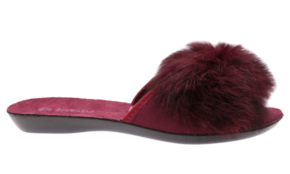 Dámská domácí obuv pantofle nízké Pompon