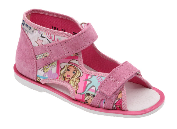 Dětské profylaktické bačkůrky s motivem barbie s pásky na suchý zip