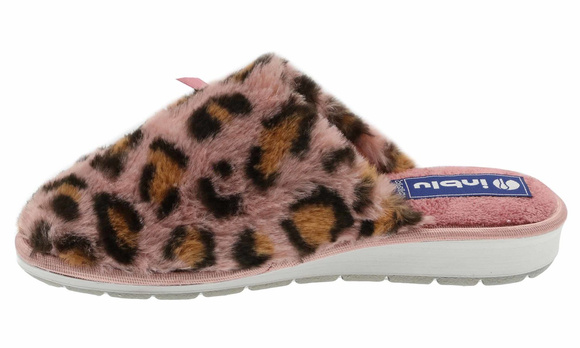 Dámské pantofle teplá domácí obuv s leopardím potiskem mašle
