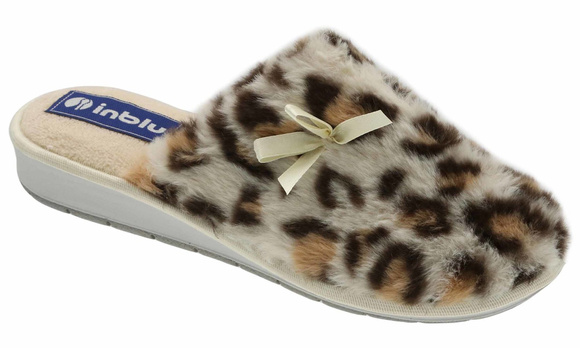 Dámské pantofle teplá domácí obuv s leopardím potiskem mašle