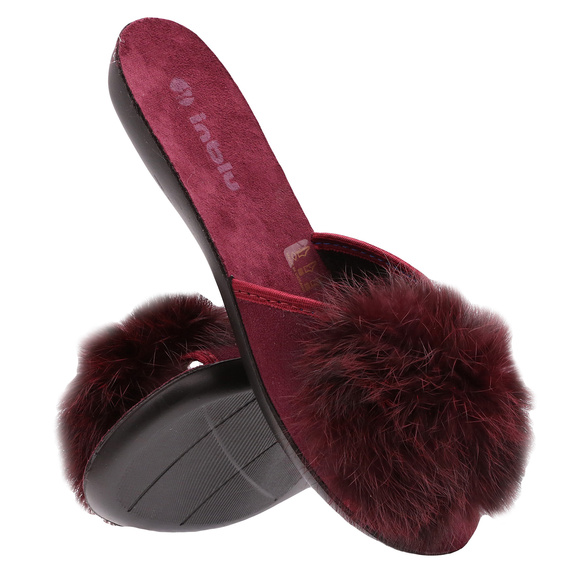 Dámská domácí obuv pantofle nízké Pompon