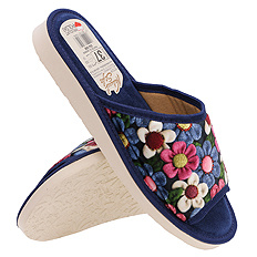 Dámské domácí pantofle s otevřenou špičkou s květinami