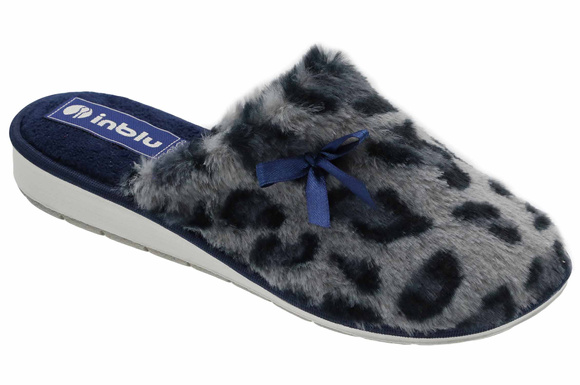 Dámské pantofle teplá domácí obuv s leopardím potiskem mašle