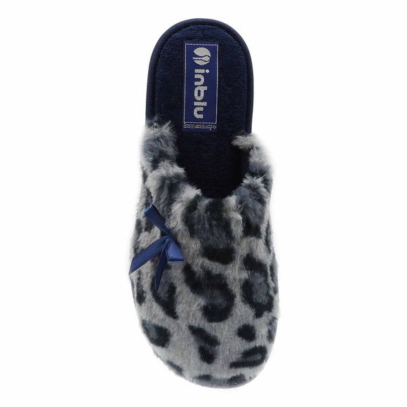 Dámské pantofle teplá domácí obuv s leopardím potiskem mašle